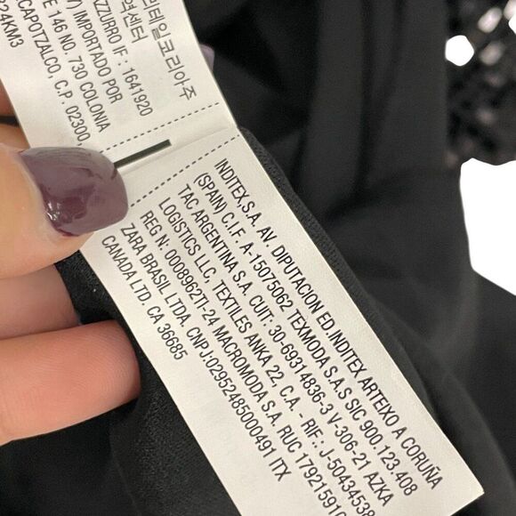 Zara Womens Long Dress Large Black Sequined Long Sleeve High Neck 4772/252 NWOT - Picture 14 of 16